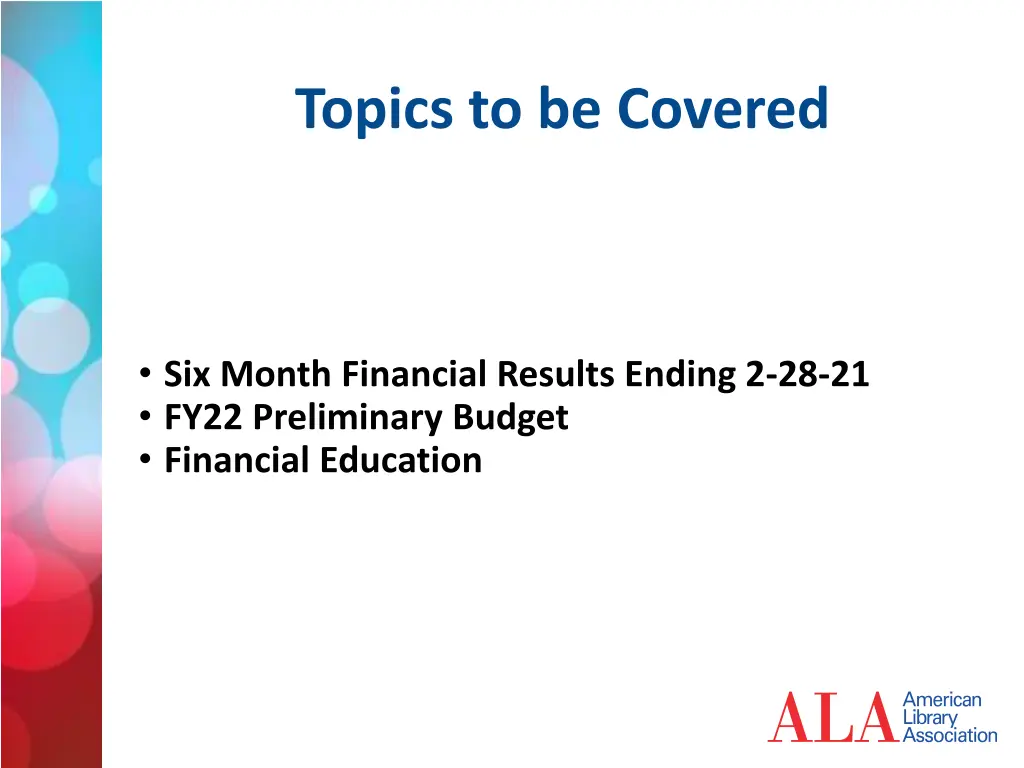 topics to be covered