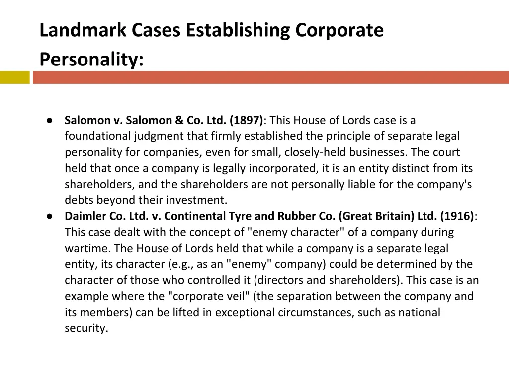 landmark cases establishing corporate personality