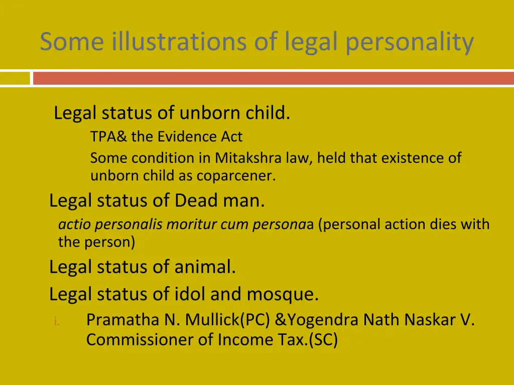 some illustrations of legal personality