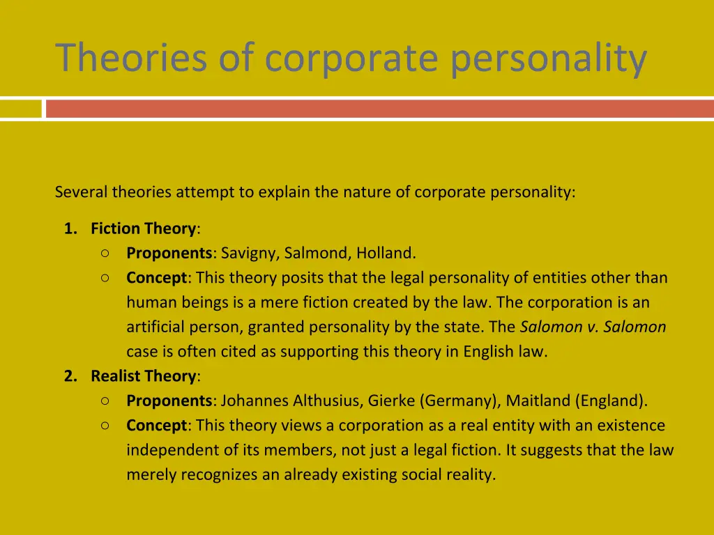 theories of corporate personality 1