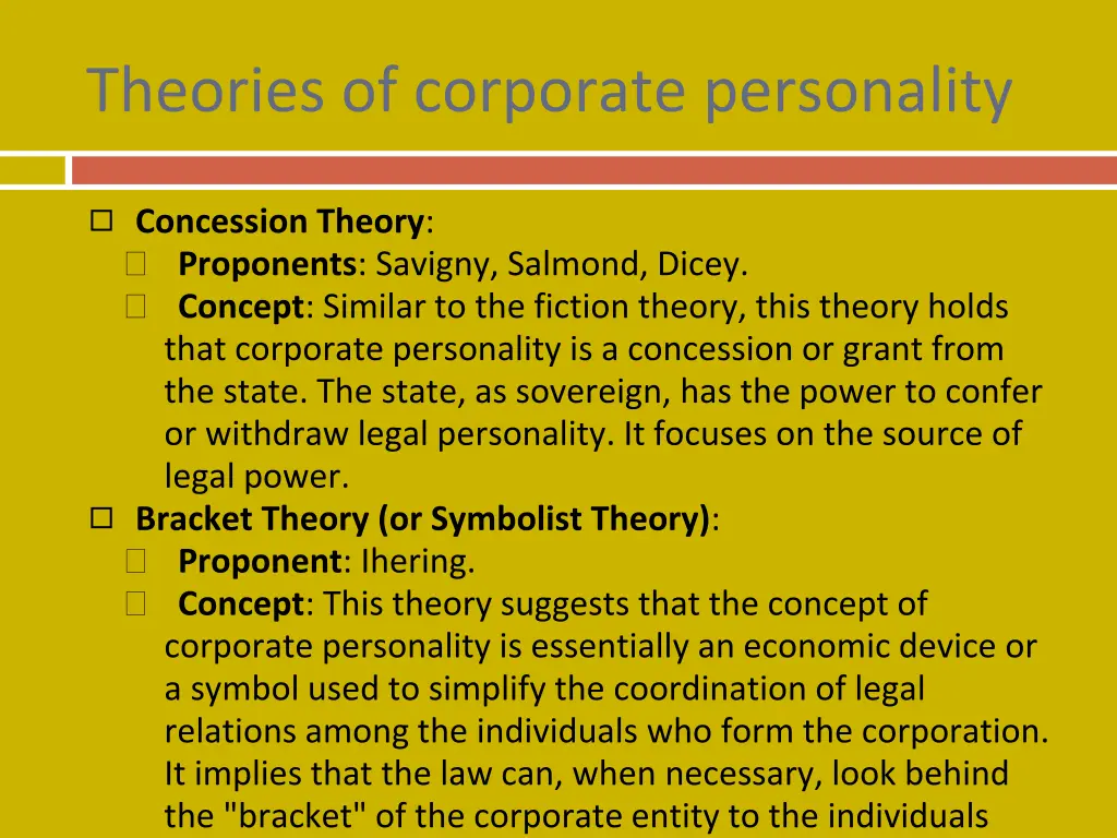 theories of corporate personality 2