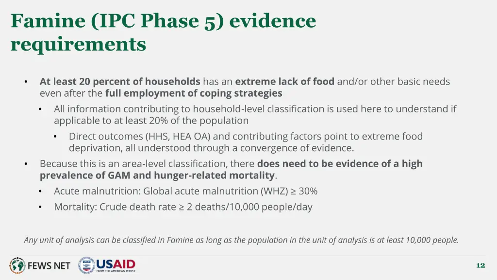 famine ipc phase 5 evidence requirements