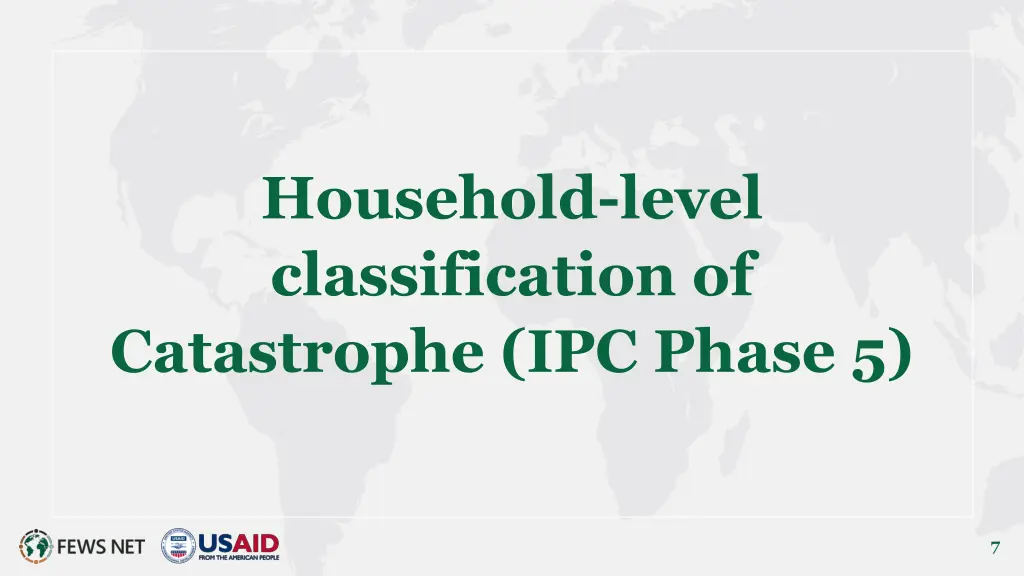 household level classification of catastrophe