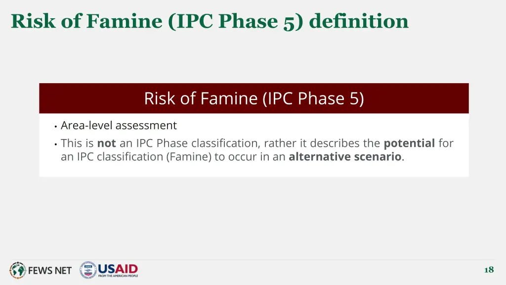 risk of famine ipc phase 5 definition
