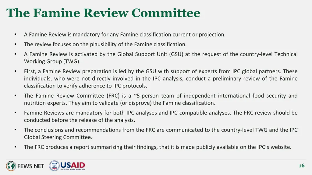the famine review committee