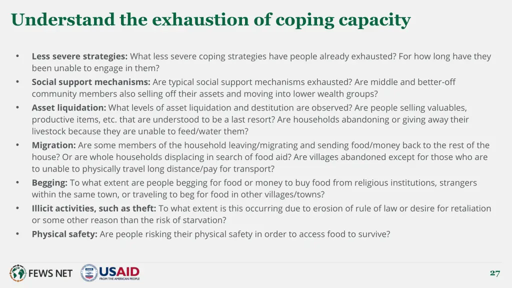 understand the exhaustion of coping capacity