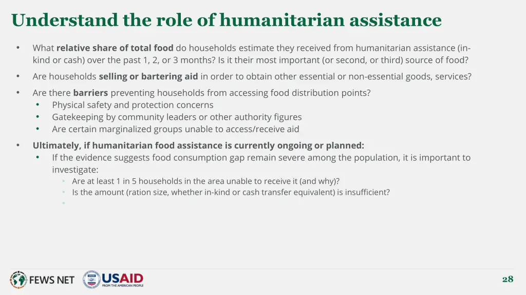 understand the role of humanitarian assistance
