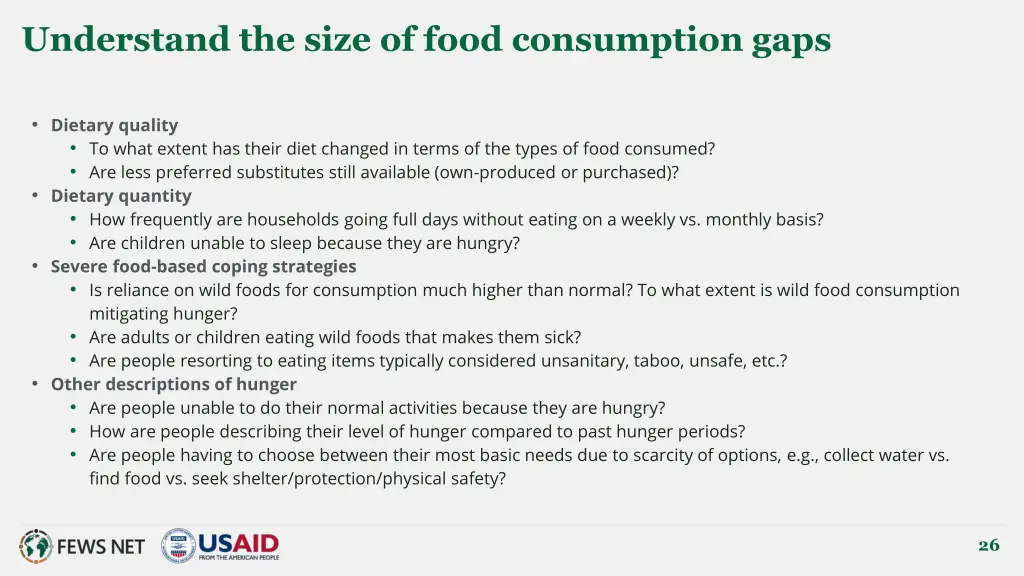 understand the size of food consumption gaps