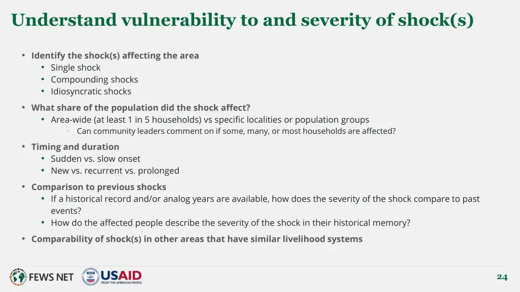 understand vulnerability to and severity of shock