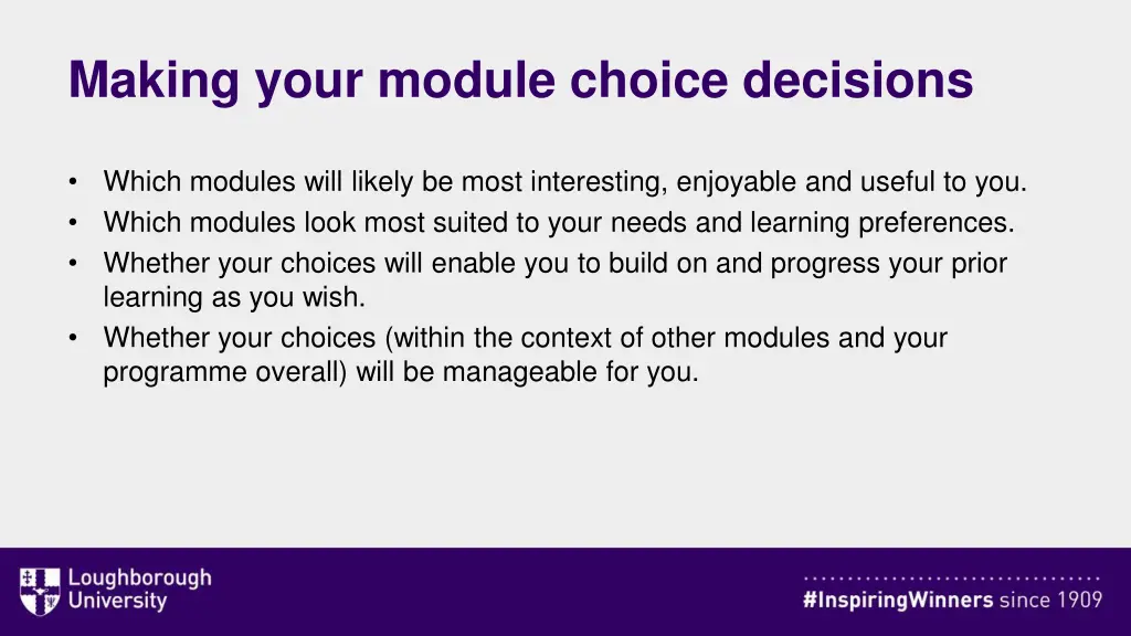 making your module choice decisions