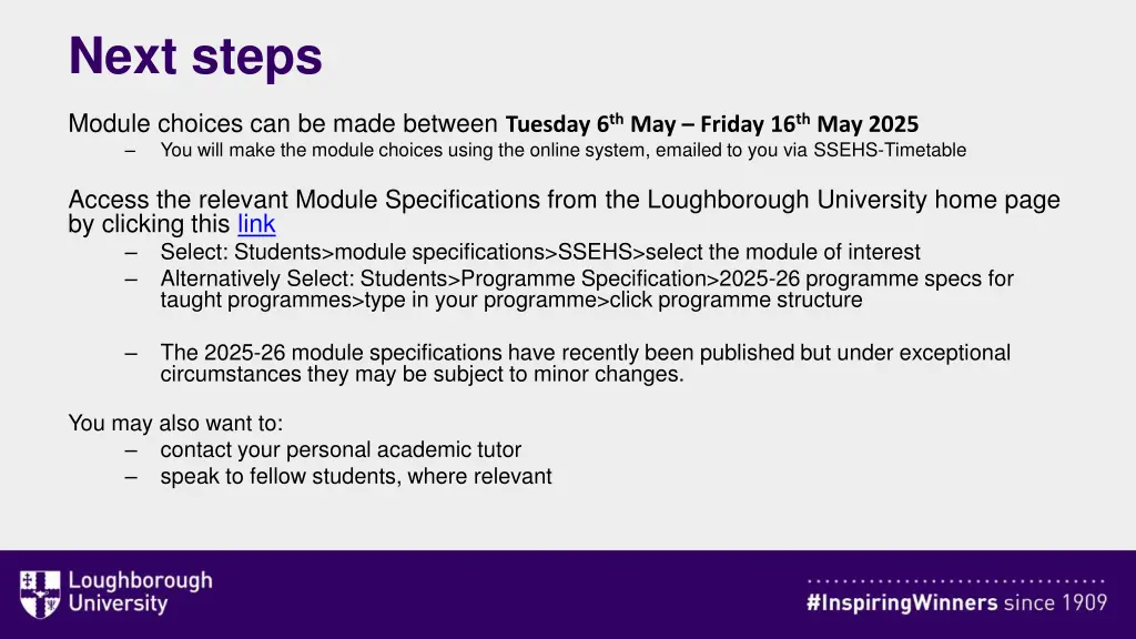 next steps