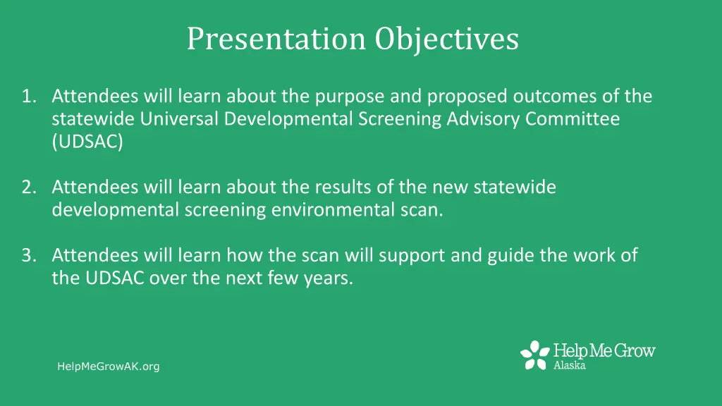 presentation objectives