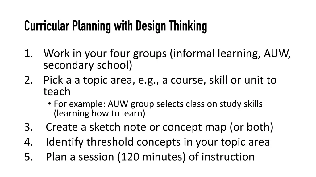 curricular planningwithdesign thinking