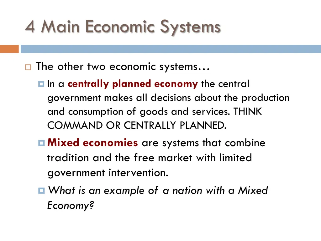 4 main economic systems 1
