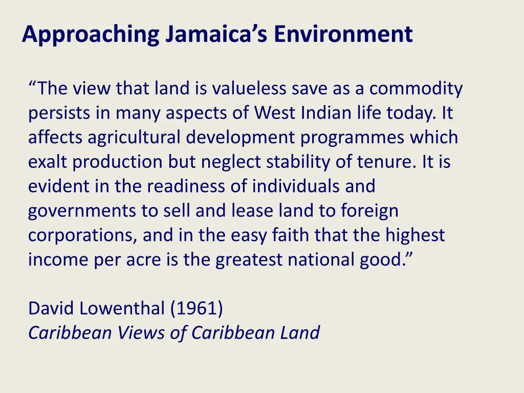 approaching jamaica s environment
