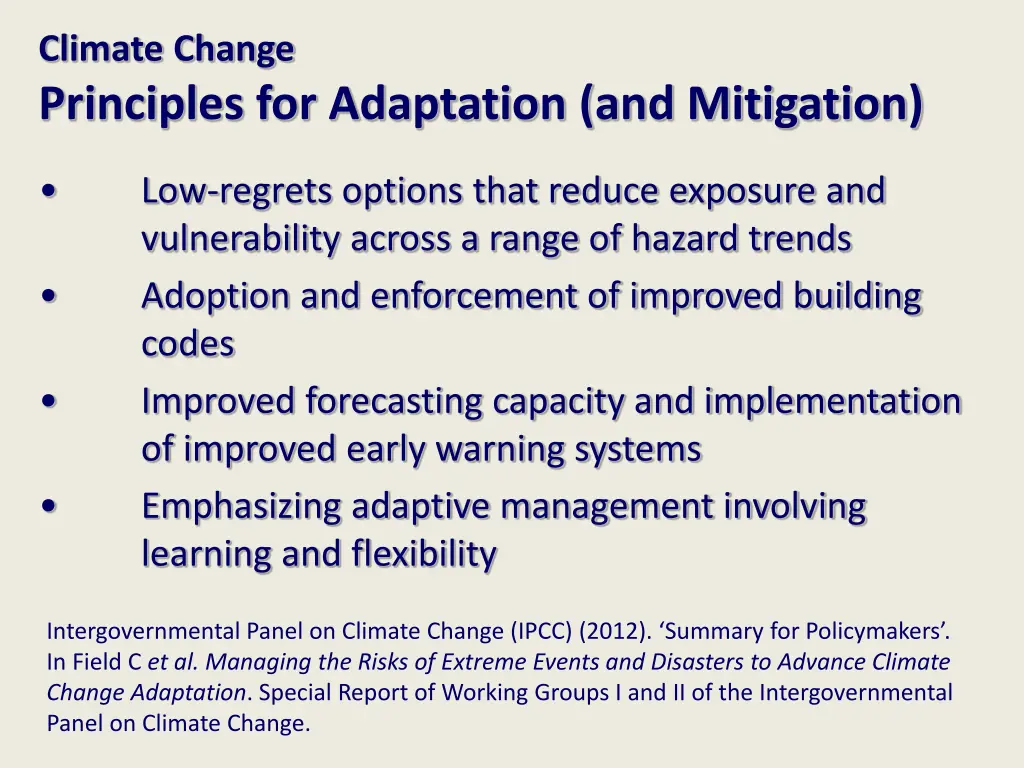 climate change principles for adaptation