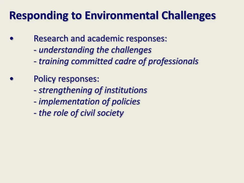 responding to environmental challenges