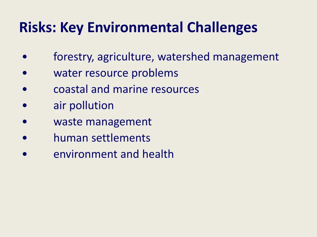 risks key environmental challenges
