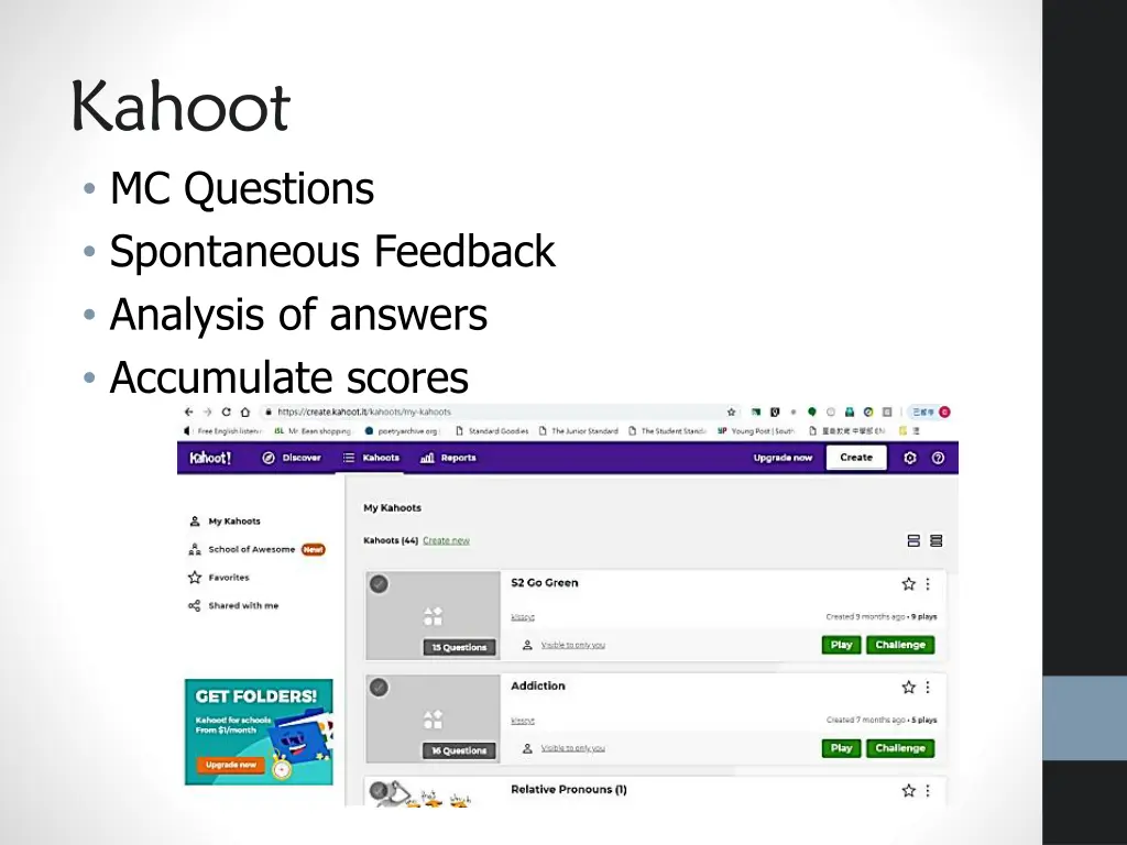 kahoot mc questions spontaneous feedback analysis