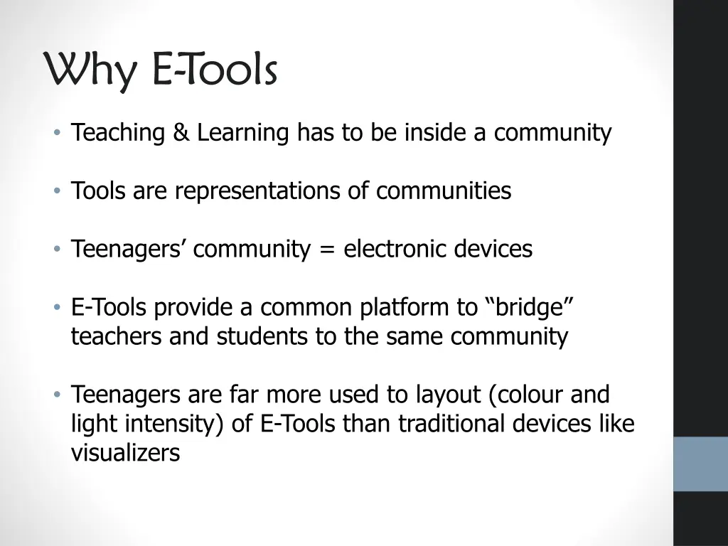why e tools