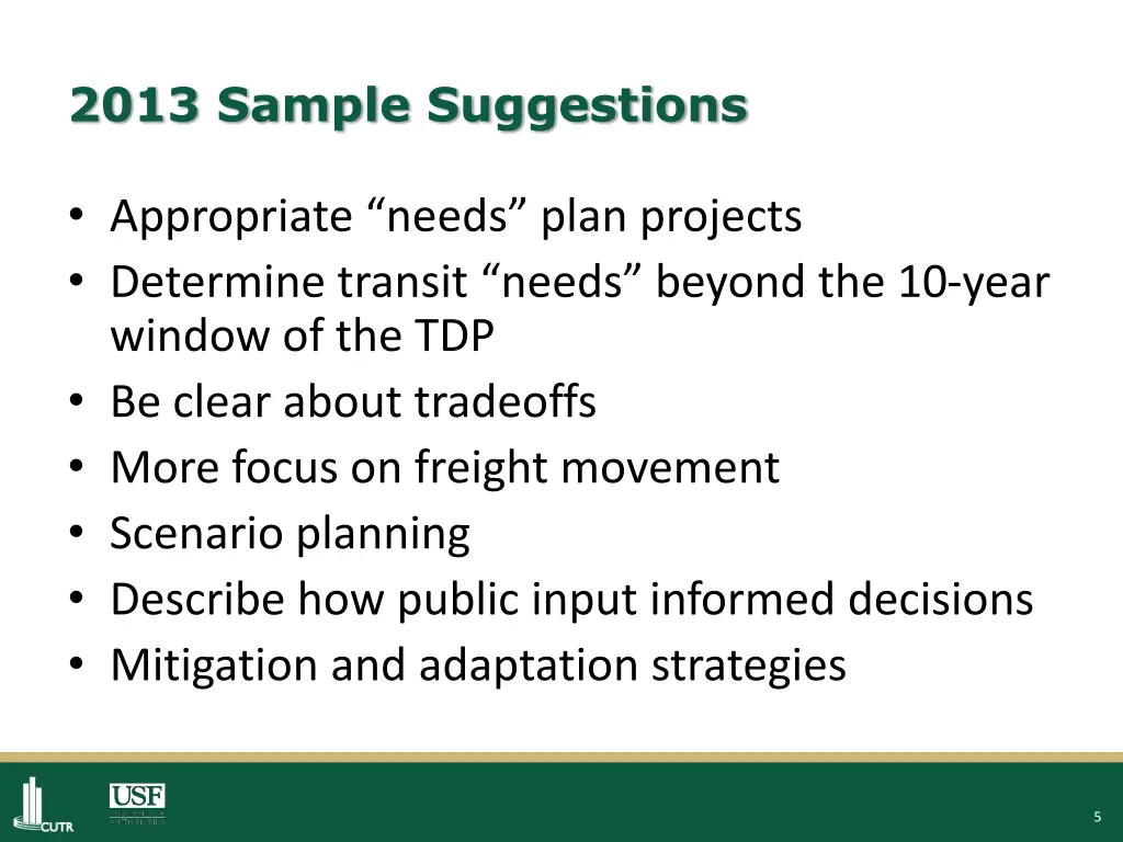 2013 sample suggestions