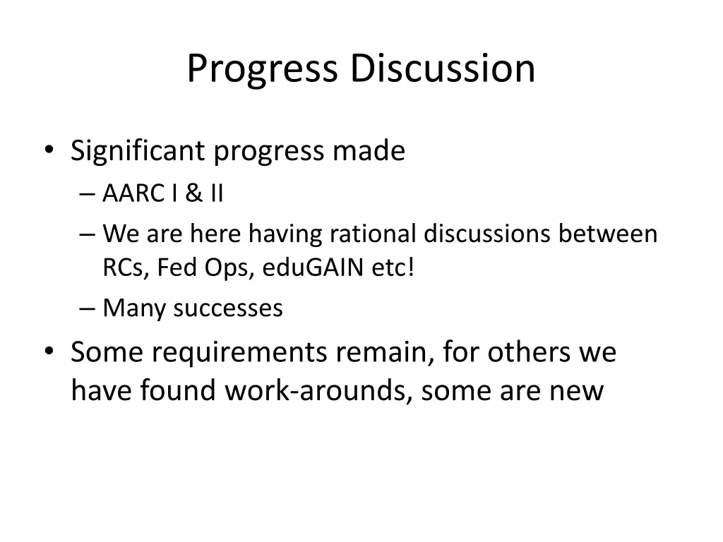 progress discussion