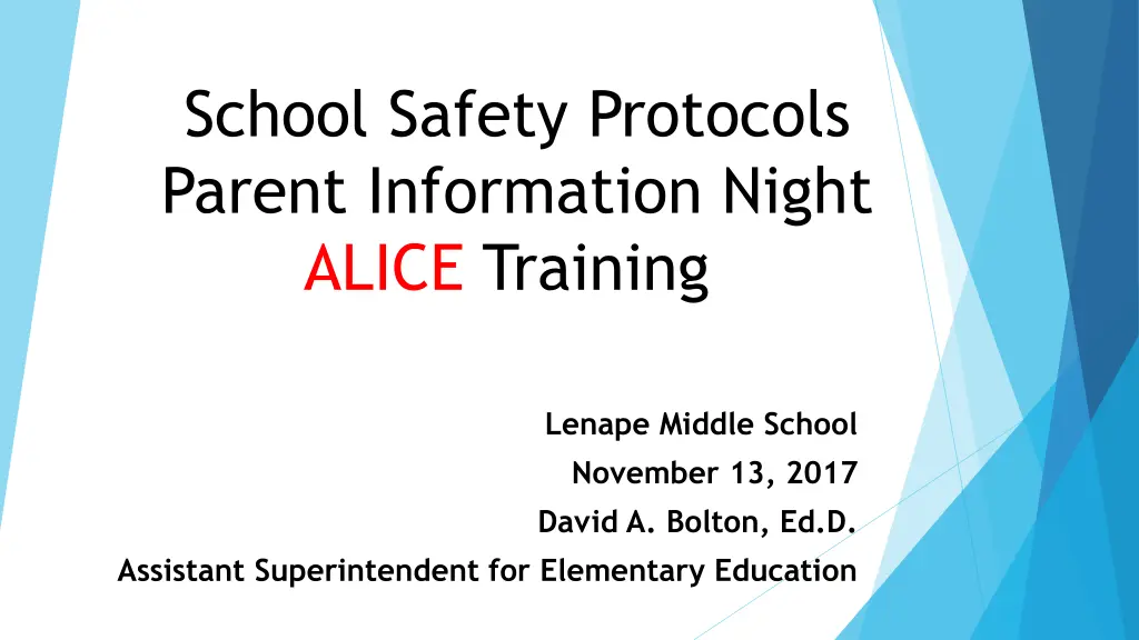 school safety protocols parent information night