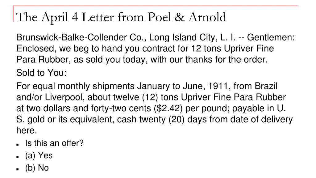 the april 4 letter from poel arnold