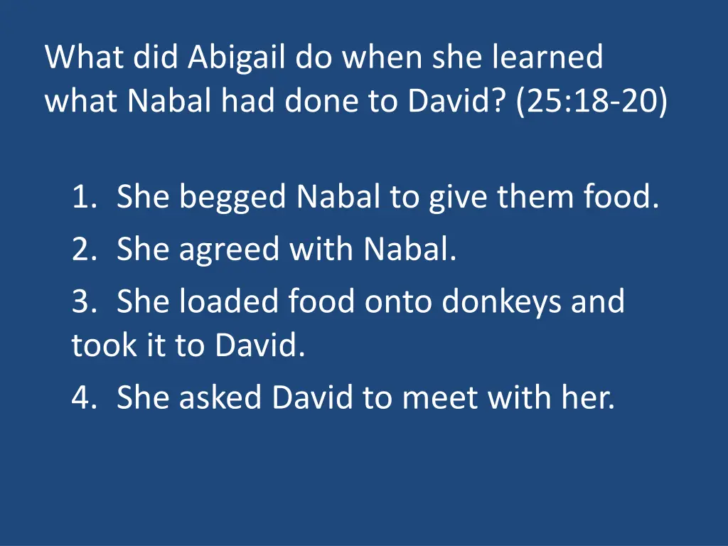 what did abigail do when she learned what nabal