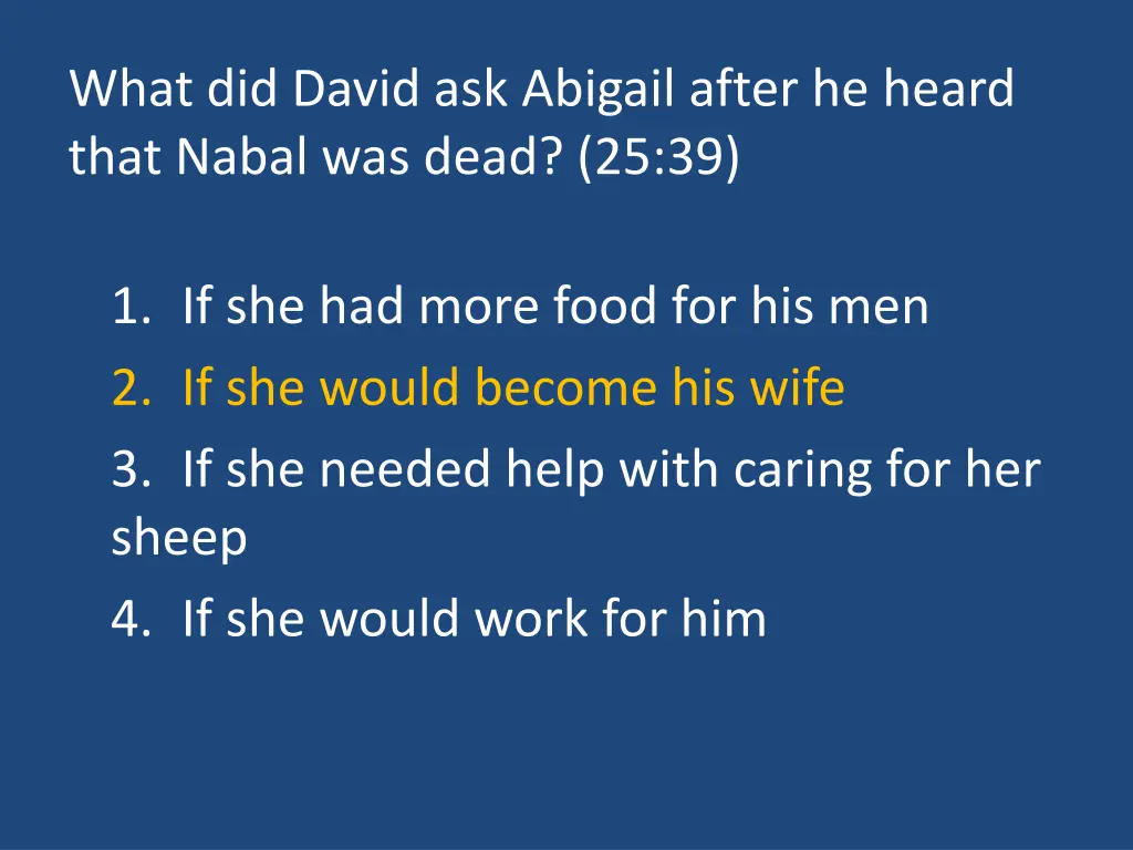 what did david ask abigail after he heard that 1