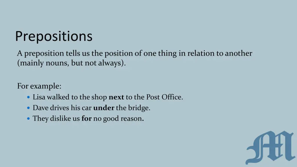 prepositions