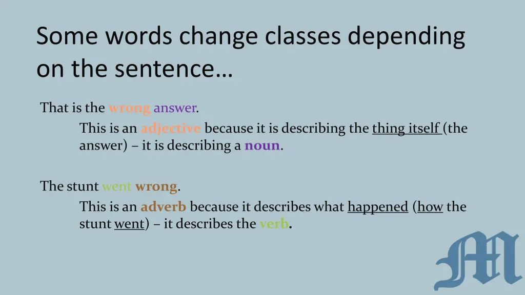 some words change classes depending 1