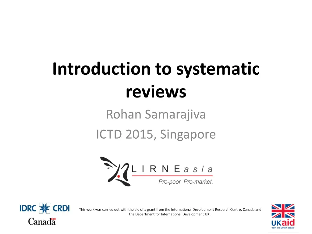 introduction to systematic reviews rohan