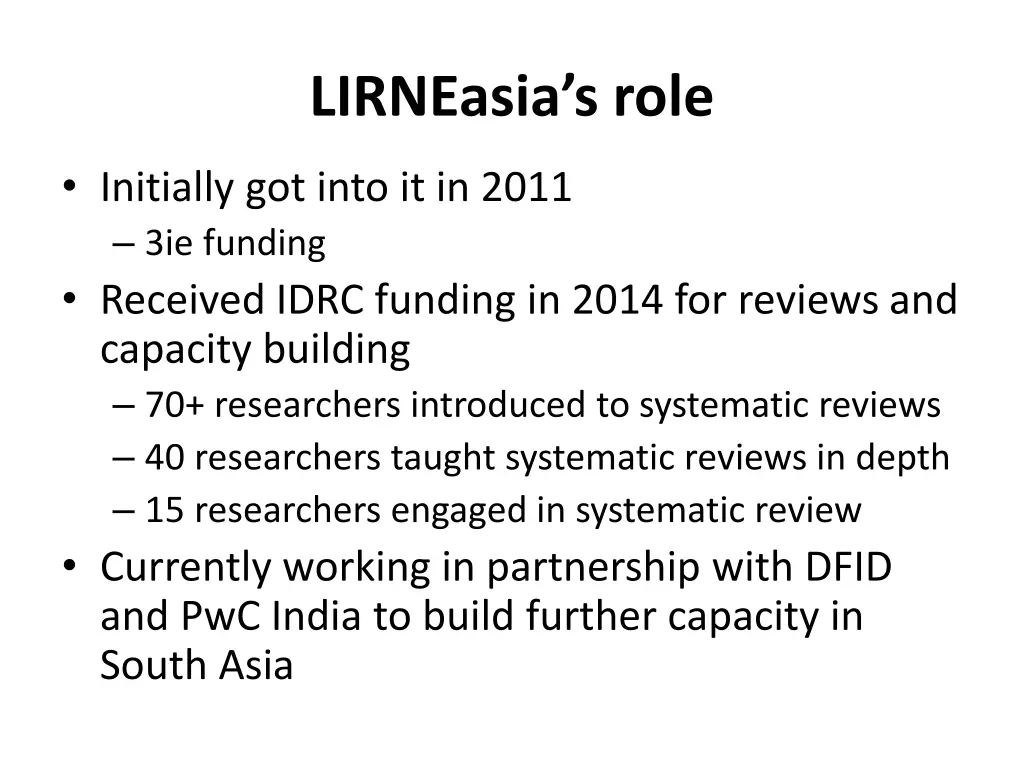 lirneasia s role