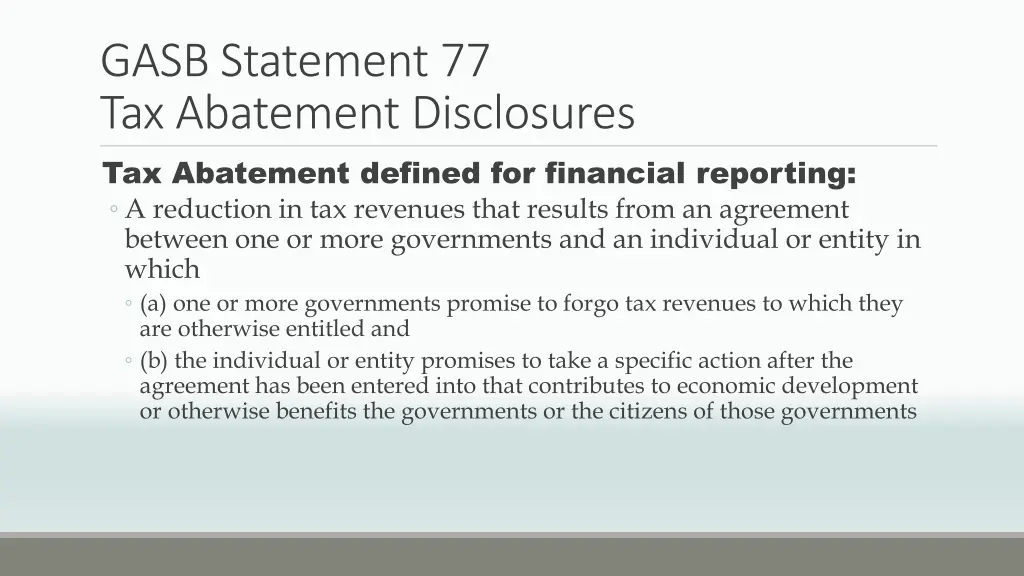 gasb statement 77 tax abatement disclosures 1