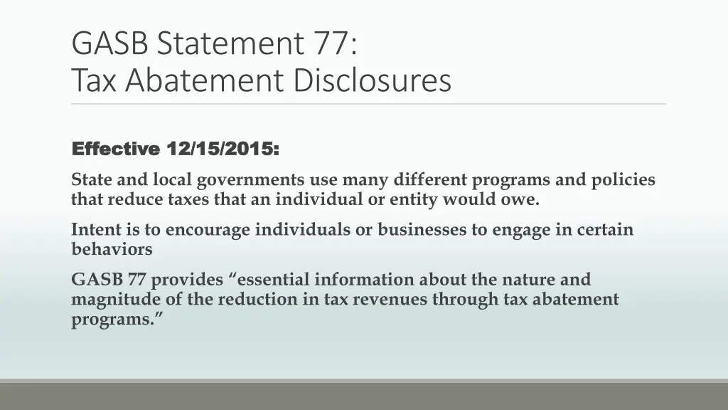 gasb statement 77 tax abatement disclosures