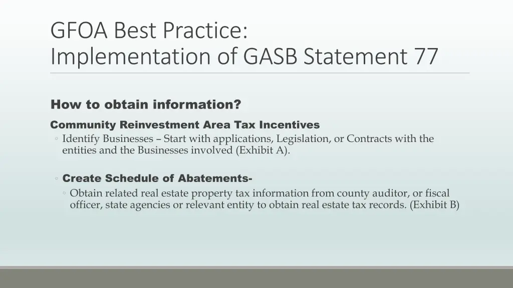 gfoa best practice implementation of gasb 2