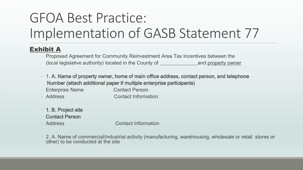 gfoa best practice implementation of gasb 3