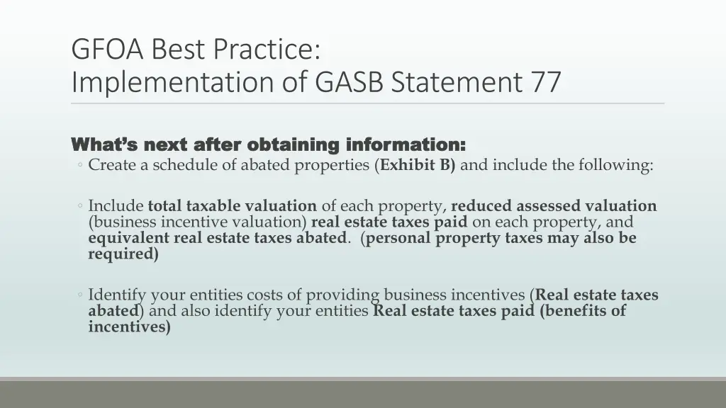 gfoa best practice implementation of gasb 4