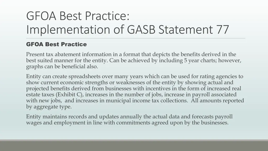 gfoa best practice implementation of gasb 5
