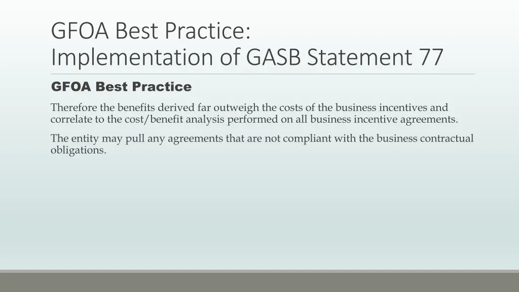 gfoa best practice implementation of gasb 6