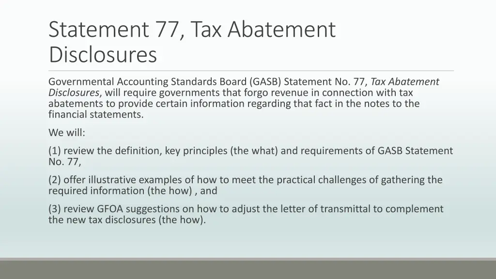 statement 77 tax abatement disclosures