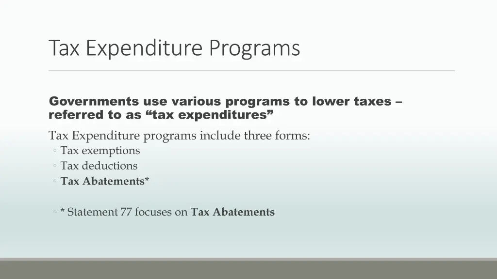 tax expenditure programs