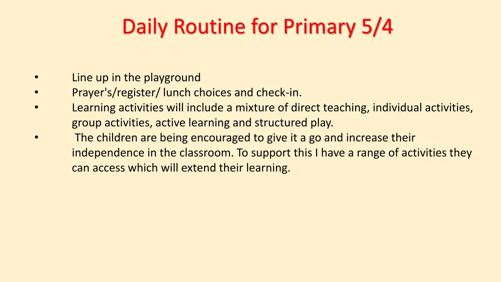 daily routine for primary 5 4