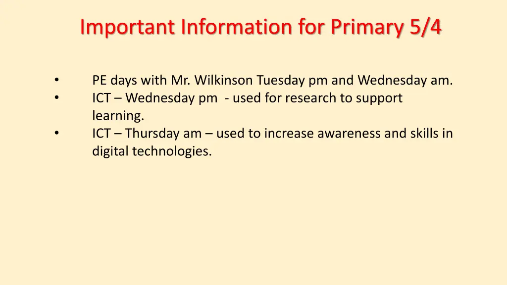 important information for primary 5 4