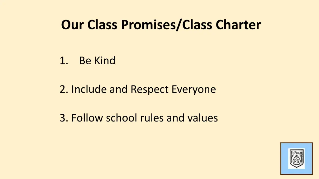 our class promises class charter