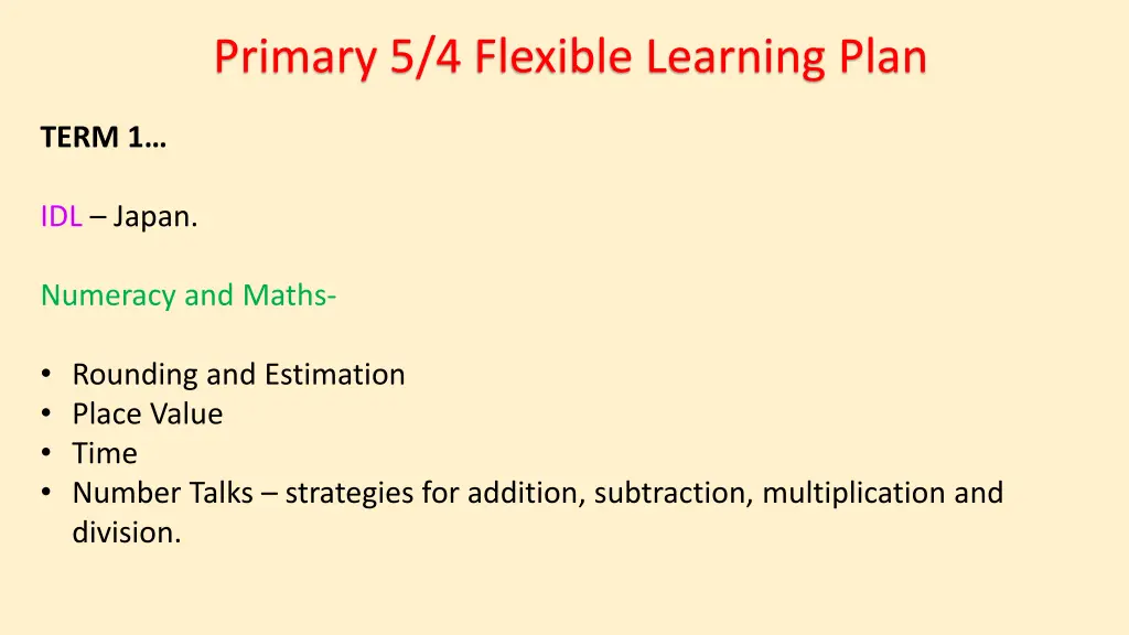 primary 5 4 flexible learning plan