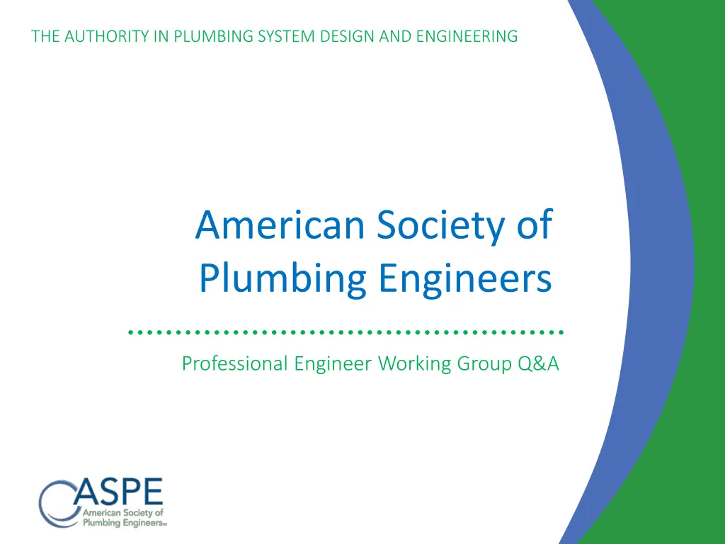 the authority in plumbing system design