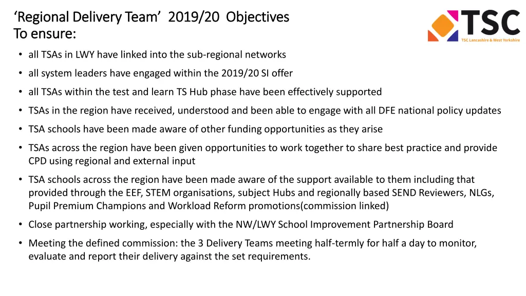 all tsas in lwy have linked into the sub regional
