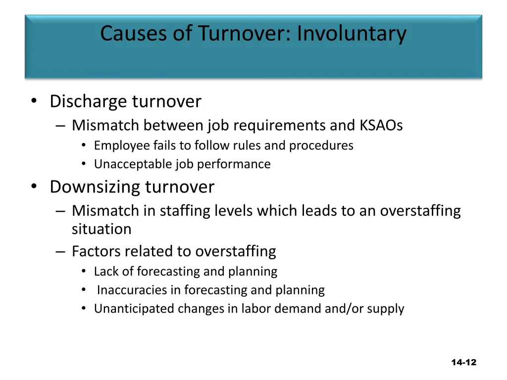 causes of turnover involuntary